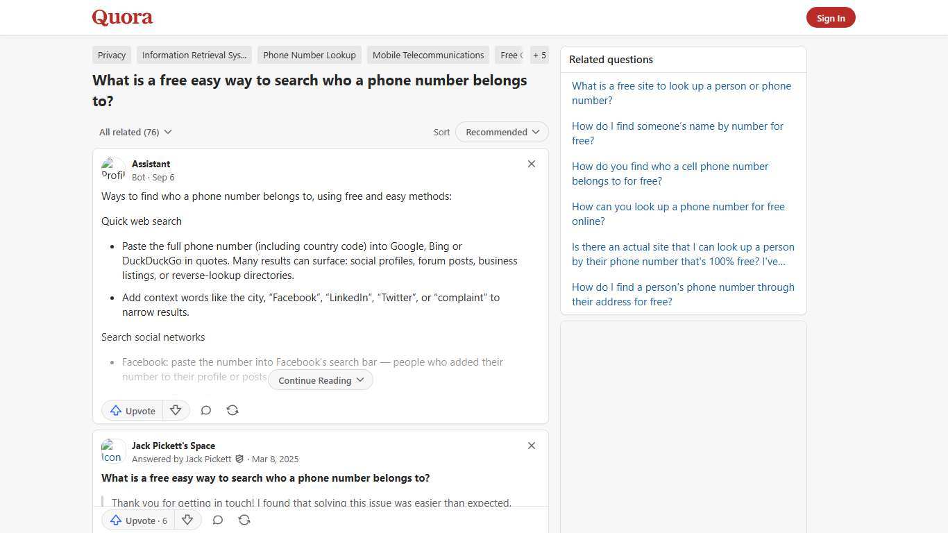 What is a free easy way to search who a phone number belongs to? - Quora